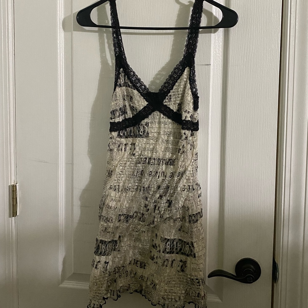 Urban Outfitters FiFi News Print Lace Mini Dress